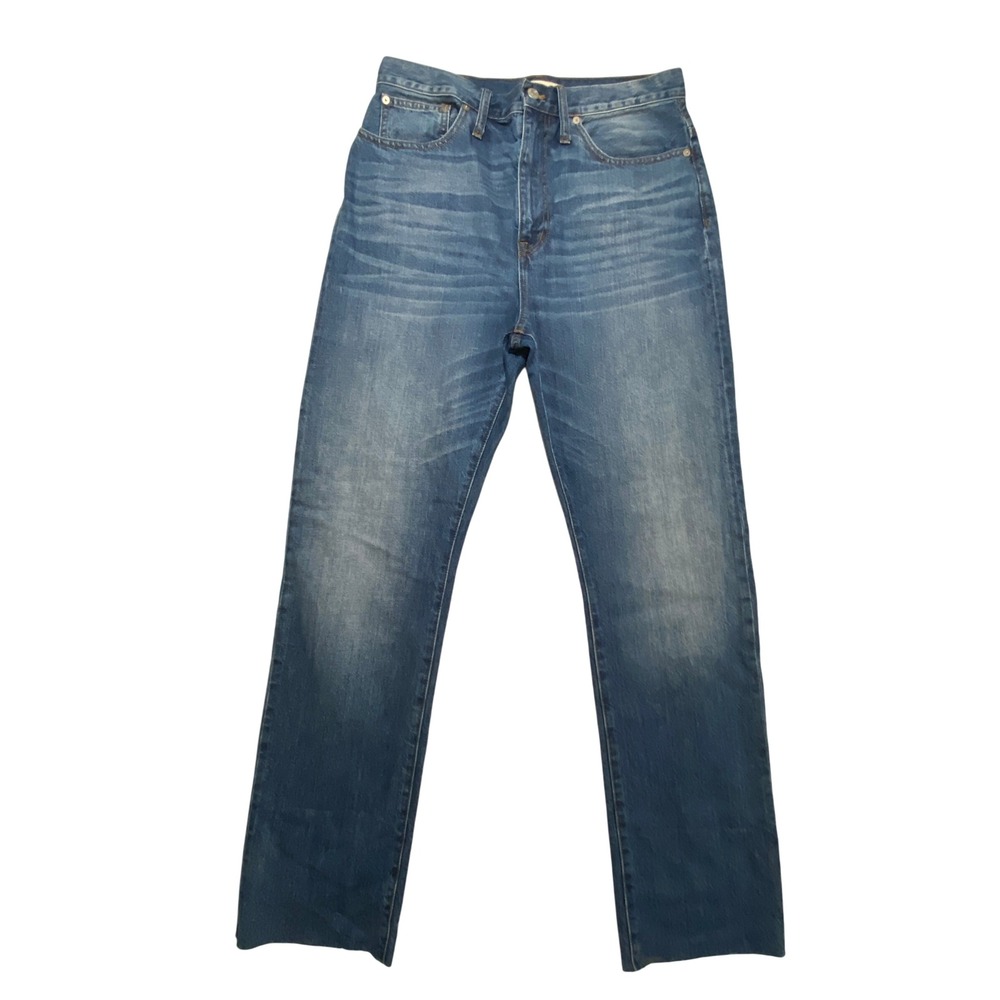 Madewell Rigid‎ Straight Crop Raw Hem Jeans Medium Wash Women's Size 30
